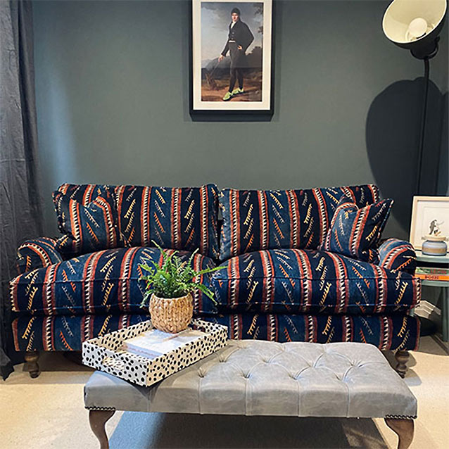 Alwinton 3 Seater Sofa in Linwood Hi Ho Silver Navy